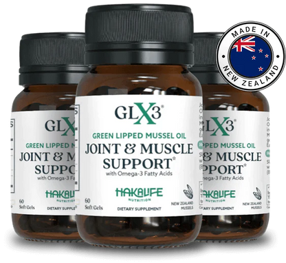 GLX3 contains concentrated New Zealand Green Lipped Mussel Oil that helps your joints move freely again